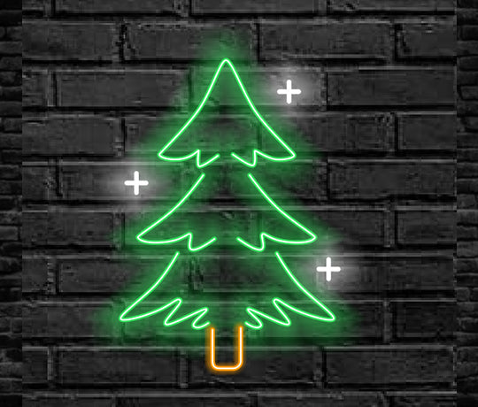 Christmas Tree with Sparkles Neon Sign