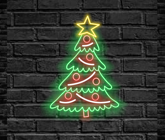 Christmas Tree with Stars Neon Signs