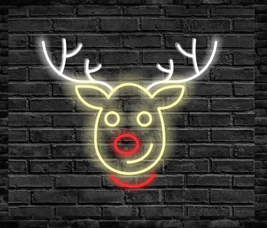 Christmas Deer Head Elk Neon Sign