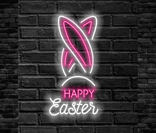 Bunney Ear Happy Easter Neon Signs